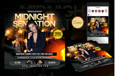 Midnight Sensation Event Flyer Canva Template