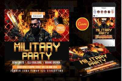 Military Party Event Flyer Canva Template