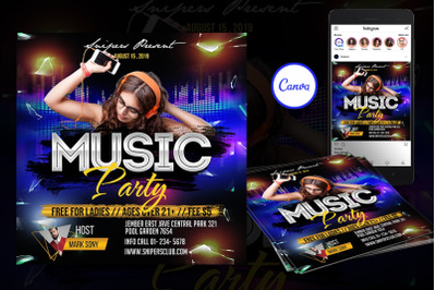 Music Party Event Flyer Canva Template