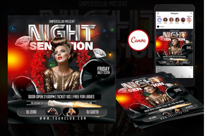 Night Sensation Event Flyer Canva Template
