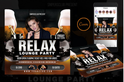 Relax Lounge Party Event Flyer Canva Template