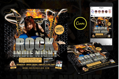 Rock Indie Event Flyer Canva Template