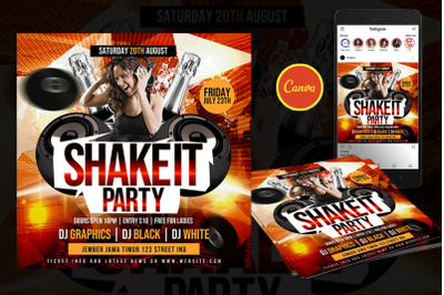 Shake It Party Event Flyer Canva Template