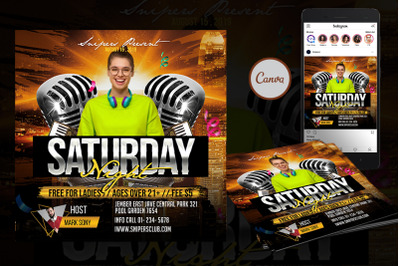 Saturday Night Event Flyer Canva Template