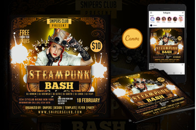 Steampunk Bash Event Flyer Canva Template