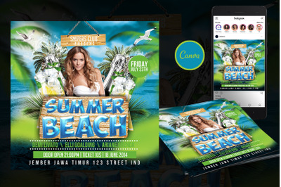 Summer Beach Party Event Flyer Canva Template