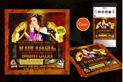 Vintage Night Club Event Flyer Canva Template