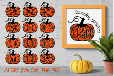 Decorative pumpkins. Clipart. Sublimation