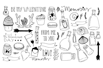 Set of doodles. Saint Valentine
