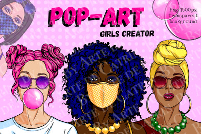 Pop-Art Girls Creator, Beauty Girls, Women Set, Comic