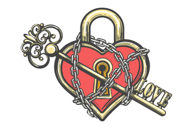 Heart Shaped Lock with a Key Tattoo