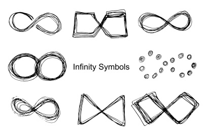 Hand drawn infinity icons set