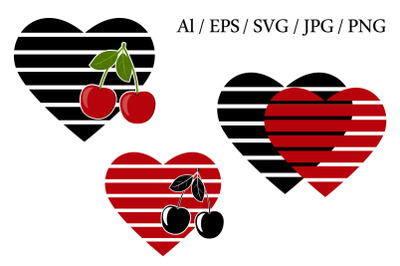 A small bundle the heart and the cherry SVG