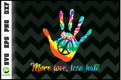 Hand Print Hippie More Love Less Hate