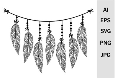 Garland of feathers with leopard print SVG