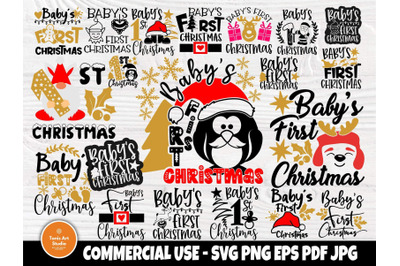 Baby&amp;&23;039;s First Christmas SVG Bundle&2C; Svg Cut Files