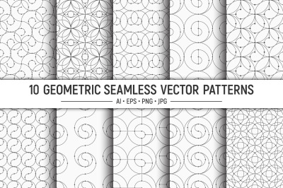 10 outline seamless geometric patterns