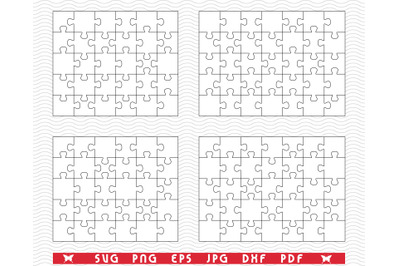 SVG White Puzzles, Separate Pieces digital clipart