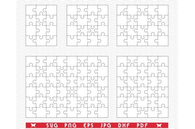 SVG White Puzzles&2C; Separate Pieces digital clipart