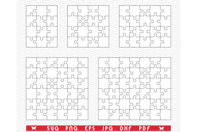 SVG White Puzzles, Separate Pieces digital clipart