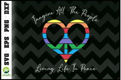 Peace Heart sign Hippie Living in Peace