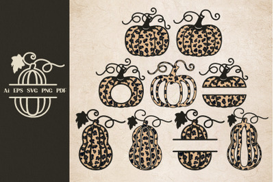 Pumpkin with leopard pattern and monogram