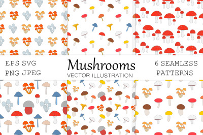 Mushrooms pattern. Mushrooms graphics SVG. Autumn pattern