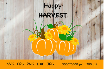 Happy Harvest SVG. Fall Farmhouse Signs. Thanksgiving SVG