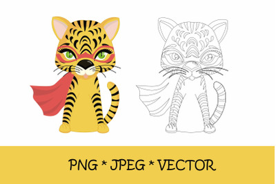 Tiger coloring page. symbol of 2022, png, jpeg, eps