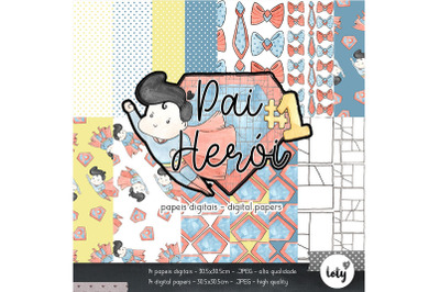 My Dad Hero Digital Paper Set