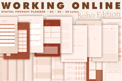 Working online | Digital product planner | Boho Edition.