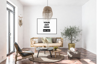 Interior scene artwork background frame mockup