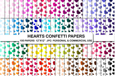 Hearts confetti digital papers, Heart background pattern