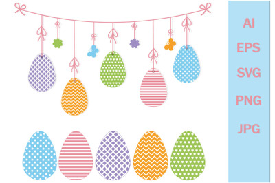 Garland Easter eggs with pattern