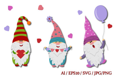 set of funny gnomes