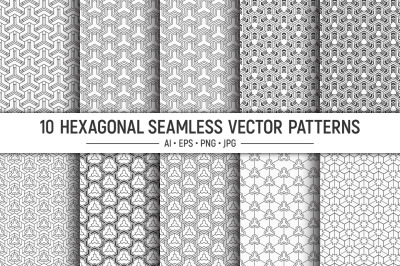 10 geometric vector hexagonal backgrounds