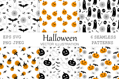 Halloween pattern. Pumpkin pattern. Ghosts pattern.