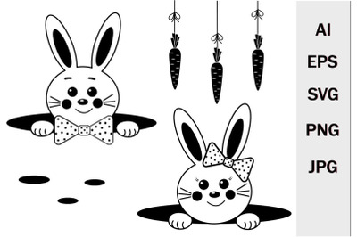 Hares boy and girl SVG format