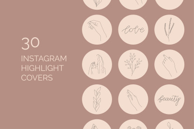 Line art Instagram highlight covers
