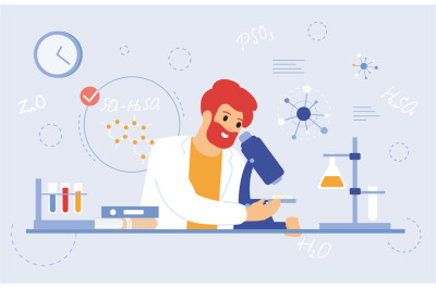 Scientist work with microscope. Medical laboratory worker&2C; scientific