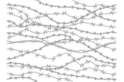 Barbed wire pattern. Steel razor wire barrier borders, territory prote