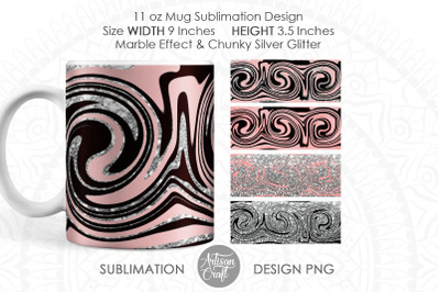 Mug sublimation template with beige and black fluid art