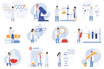 Scientist characters. Chemical researchers&2C; biologists or laboratory w