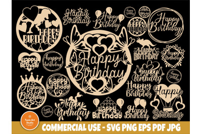 Happy Birthday SVG&2C; Cake Topper Svg&2C; Png