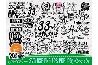 33rd Birthday SVG Bundle, Birthday Shirt Designs