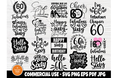 60th Birthday SVG Bundle, Birthday Shirt Designs