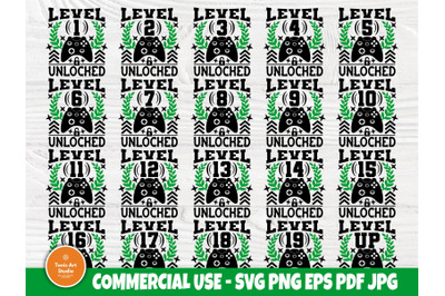 Level Unlocked SVG Bundle, Birthday Svg, Gamer Svg