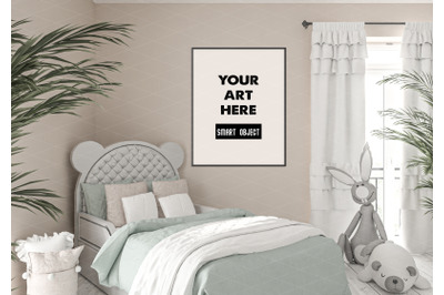 Interior scene artwork background frame mockup