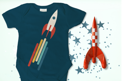 Retro Rocket Ship | SVG | PNG | DXF | EPS