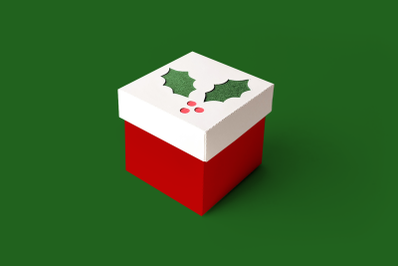 Holly Cube Box With Lid | SVG | PNG | DXF | EPS